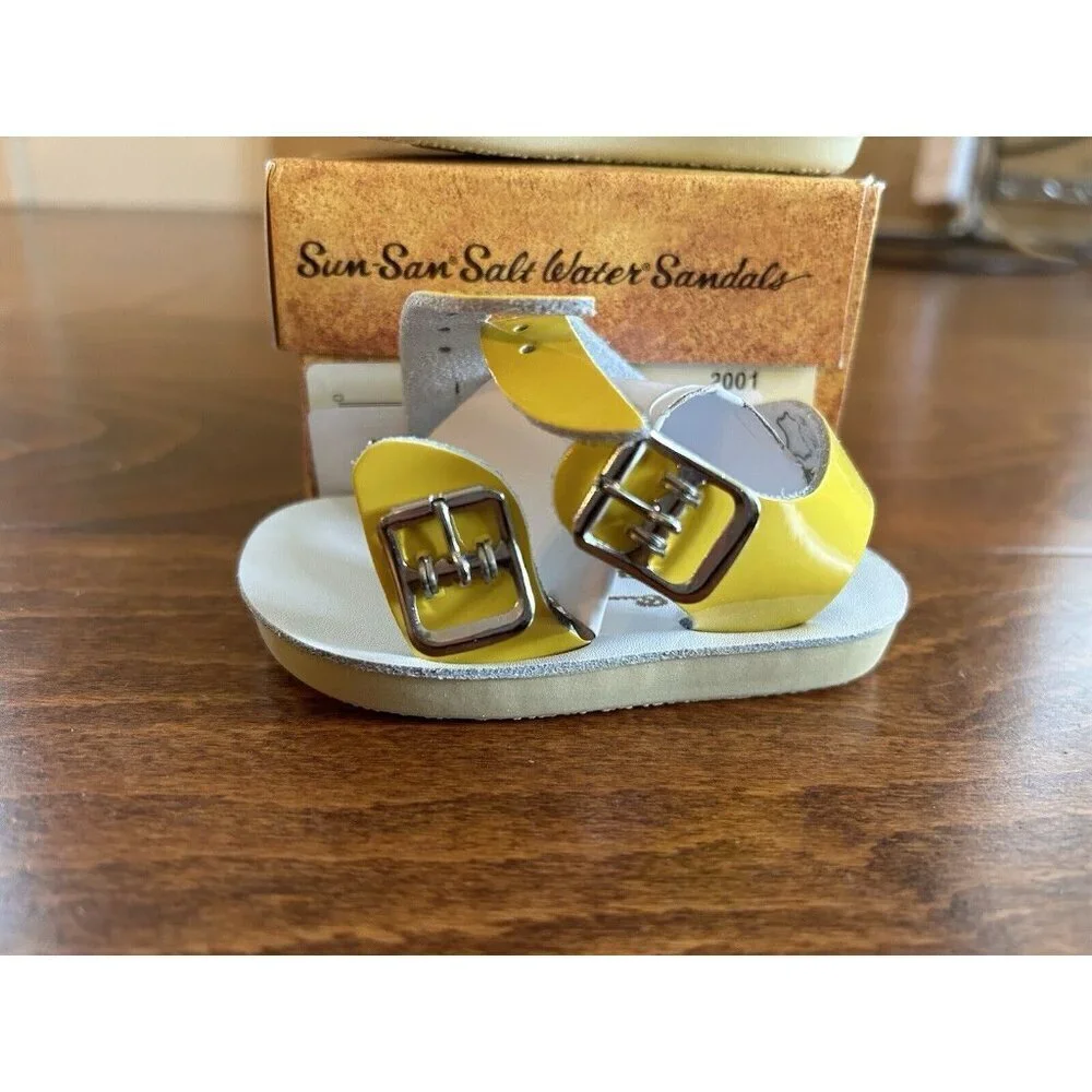 Salt Water Sandals Infant Toddler‎ Size 1 Hoy Shoe Sea Wee Shiny Yellow NEW